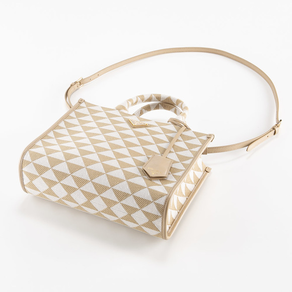 PRADA TRIANGOLO JACQUARD SM Symbol Embroidered Fabric Small Handbag - Picture 5 of 7